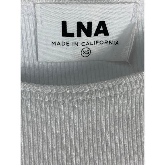 LNA White Ribbed Knit Cut Out Long Sleeve Top XS NWT Minimalist Slim Fit - Picture 4 of 7